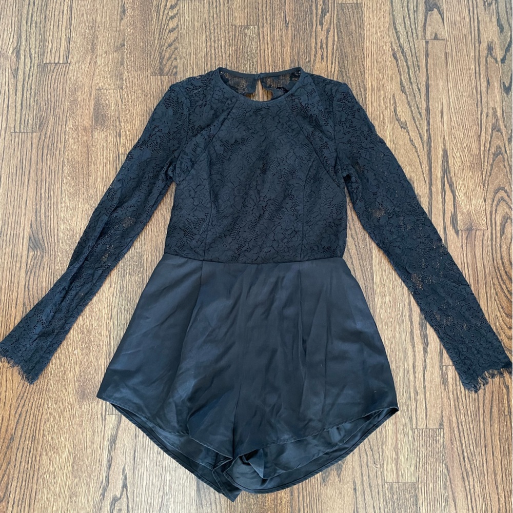 The Jetset Diaries Romper Black Lace Long Sleeve Open back
